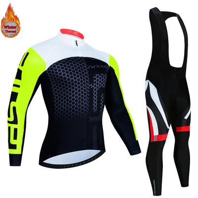 Winter Cycling Set 2023 Man Long Sleeve Warm Cycling Jerseys Outdoor Road Riding Bike Clothes MTB Cycling Clothing Bib Pant Set