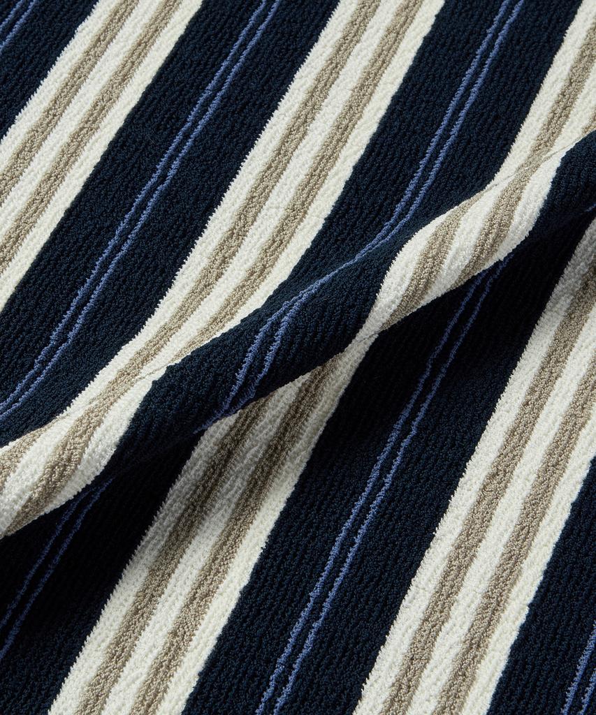 BEYOND CLOSET [Collection Line] Airy Stripe Short Sleeve Knit Navy