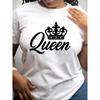 Casual Short-Sleeve Pullover for Women Featuring a Graphic of a Crown And The Word 'Queen', Perfect for Spring And Summer Fashion, Versatile Top