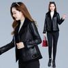 Winter Women's Leather Fashion Fur Coat Lamb Fur Coat Plus Velvet Thick Short Large Size Leather Coat