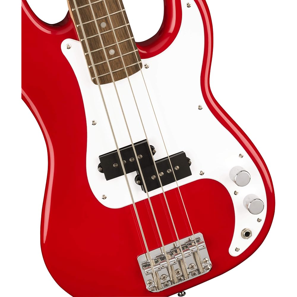 Squier Mini P Bass® Electric Bass, Laurel Fingerboard, Dakota Red 370127554 (Soft Case Included)