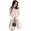 2025 Autumn/Winter Plus Velvet Shiny Waist-Cinched Mesh Dress for Women