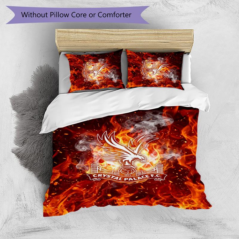 Crystal Palace Football Printed 3 Pieces Bedding Set, Comfortable Skin Friendly Bedroom Duvet Cover Set