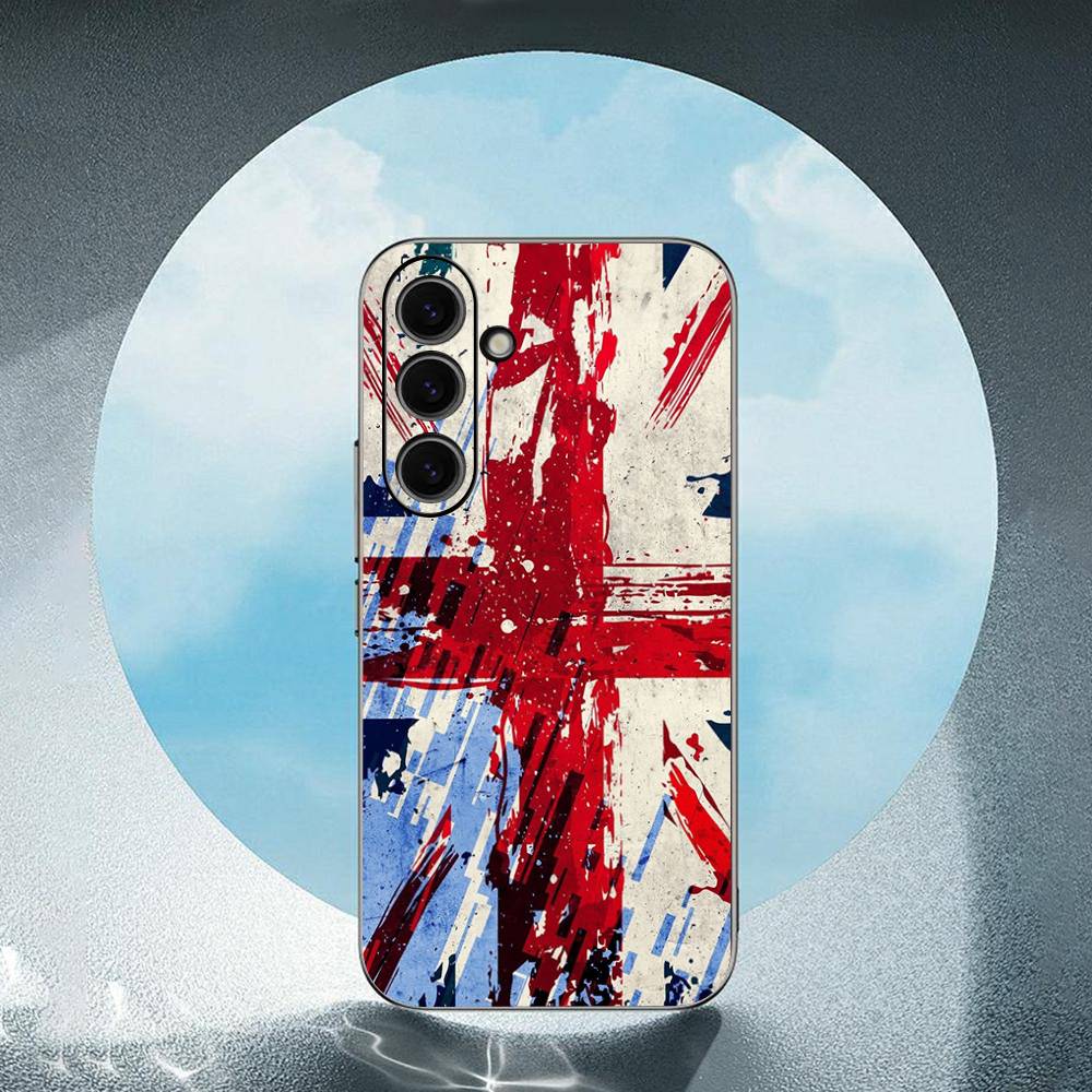 Uk Flag For Samsung Galaxy S25 S24 S23 Ultra S22 S21 Plus S20 Black Soft Silicone Protective Case