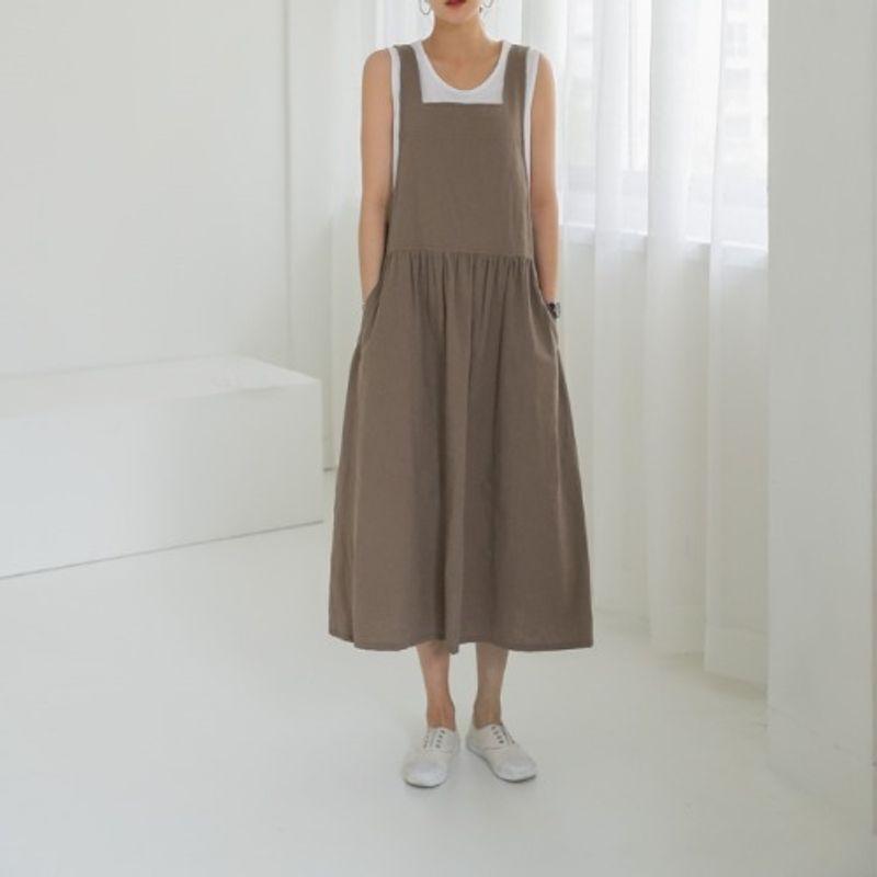 

Dress Casual Dress Washing Water Cotton Straps Light brown XXXXXL