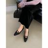 French Inner Height Increase Single Shoes Women's 2025 Autumn and Winter New Shallow Mouth One-word Buckle with Mary Jane Shoes Are Not Tired