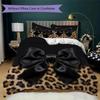 Leopard Print Bow Pattern Bedding uilt Set uilt Cover Pillowcase Home Decoration Birthday Gift (1 * duvet cover + 2 * pillowcase  without core)16
