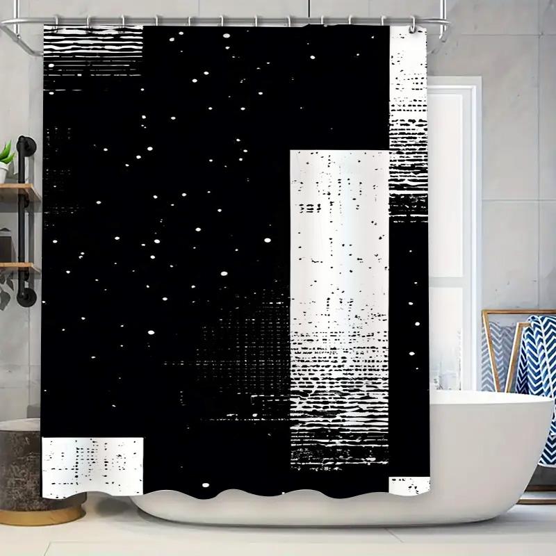 

Black White Abstract Print Shower Curtain Modern Home Decor Bathroom Liner For Bathtub Size 180X240Cm / Black/White W60H190(CM)-1 Pcs