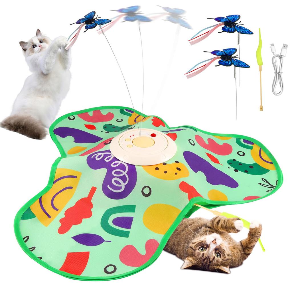 PAKESI Automatic Cat Electric Cat Teaser for Solo Adjustable Mouse Exercise Stress Stimulates Hunting Rechargeable Toy, Play, Speed, Tail, Relief,