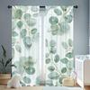 2 Pieces Green Leaf Print Curtains, Polyester Fabric, Machine Washable, Suitable For Bedroom Living Room Decoration