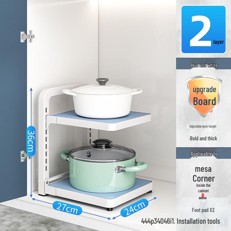 Multi-Layer Kitchen Pot and Cookware Storage Rack for Cabinets