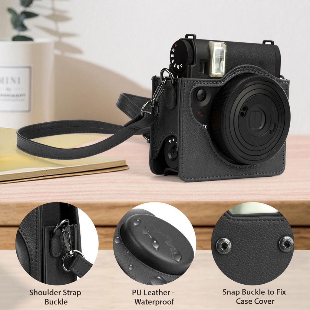 Portable Instant Camera Bag Camera Case Retro Style PU Leather Carrying Case Replacement for Fujifilm Fuji Instax Mini