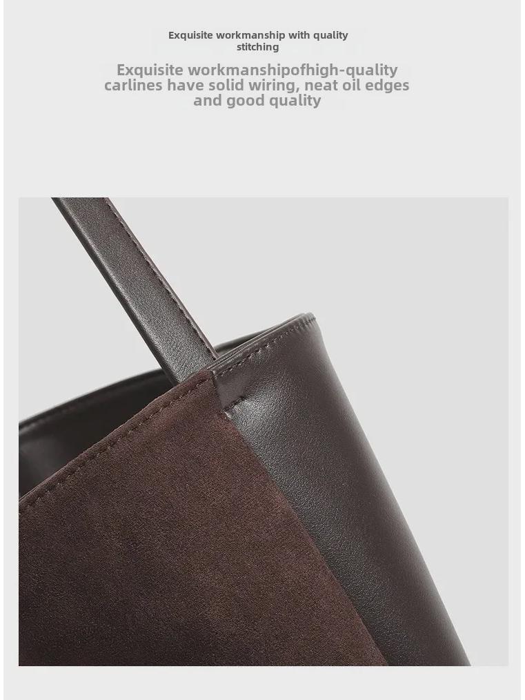 2024 Autumn/Winter High-End Matte Leather Women's Large Capacity Bucket Tote Bag - Versatile for Commuting