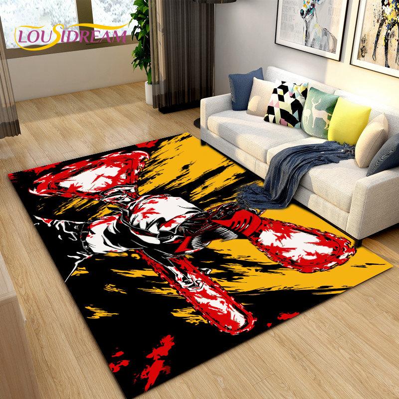 3D Anime Chainsaw Man Denji Cartoon Area Rug,Carpet Rug for Living Room Bedroom Sofa Doormat Decoration, Kids Non-slip Floor Mat