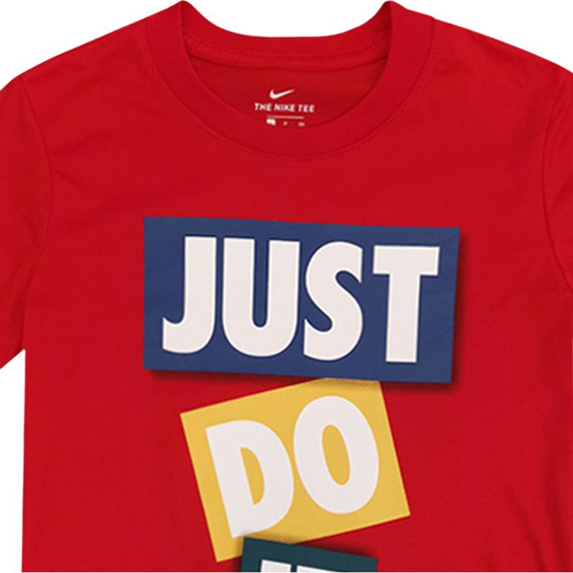 Nike Letter Comfortable Round Neck Short Sleeve T-Shirt Kids Tops Red CD8396-657