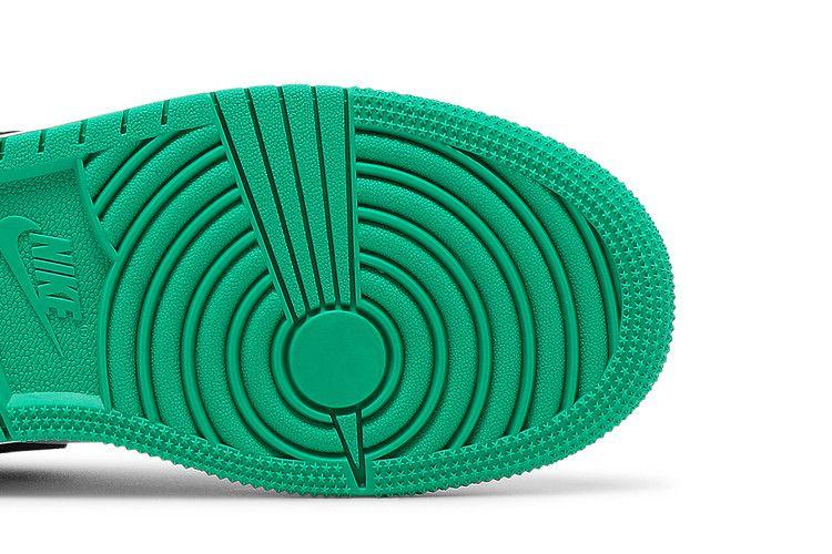 Jordan 1 Low White Lucky Green Tumbled Leather (GS) Sneakers