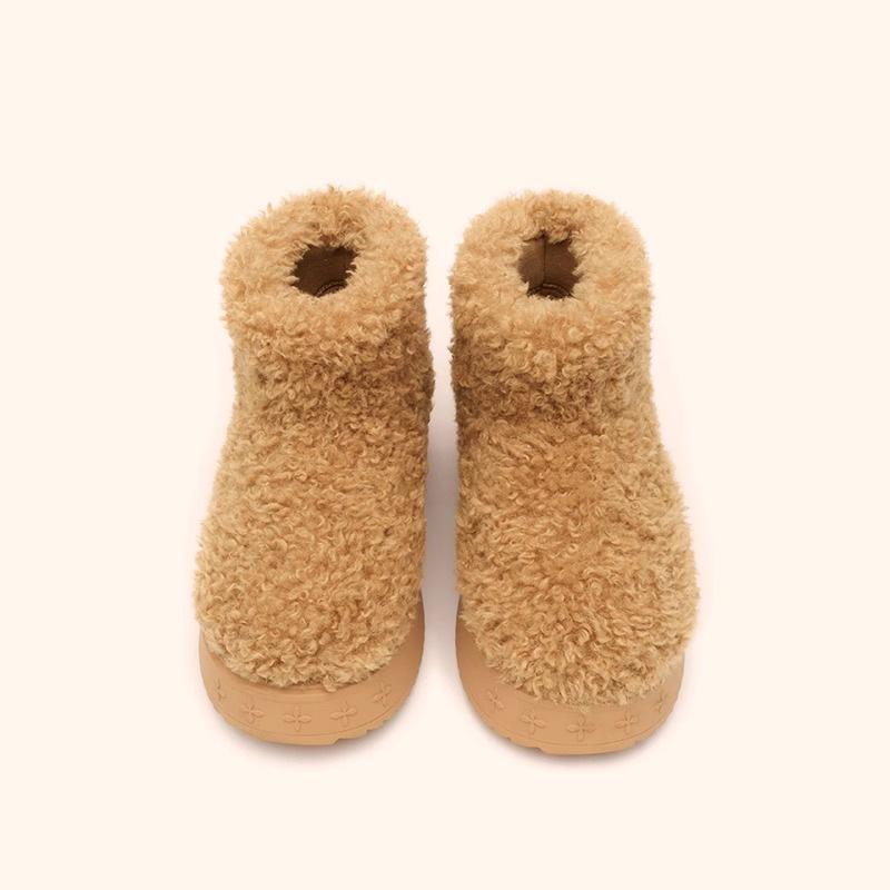 

[В наличии] Wuli пушистые короткие ботинки плюшевый мех низкие ботинки зимние сапоги новый утолщенные теплые ботинки 40