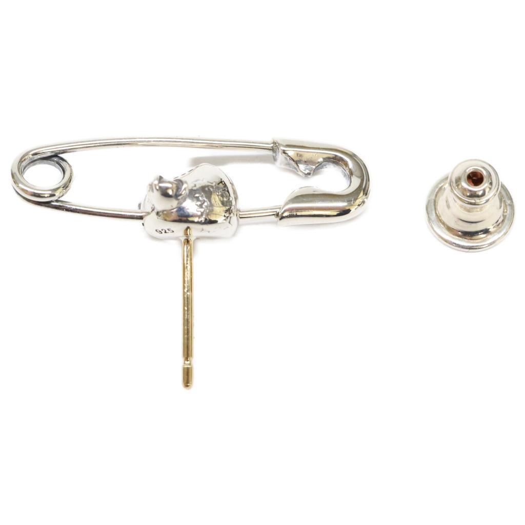 JustinDavis [Excellent Condition] SEJ866 2 925 SICK BOY/SAFETY PIN Bear Face Safety Pin Motif Single Ear earring Silver oxidized finishUsed