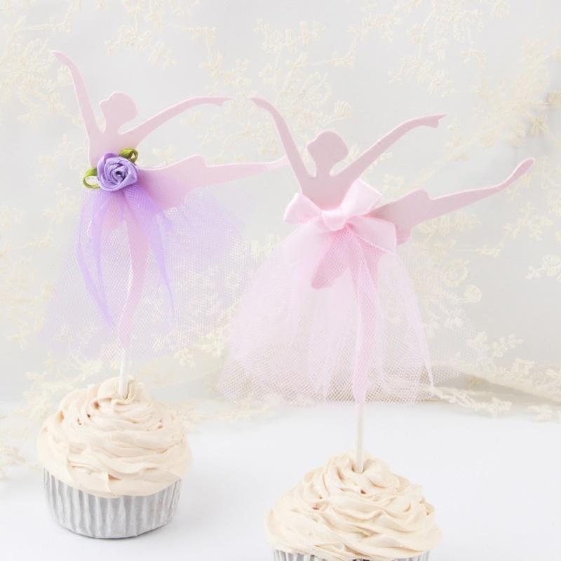 4 Pcs/lot Kitchen Baking Tools Cake Decor Ballet Girl Dress Birthday Cake Topper Cupcake Decor Baby Shower Birthday Party Favor