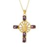 Copper Plated 18K Gold Cross Pendant Necklace with Multi-color Zircon Embellishments
