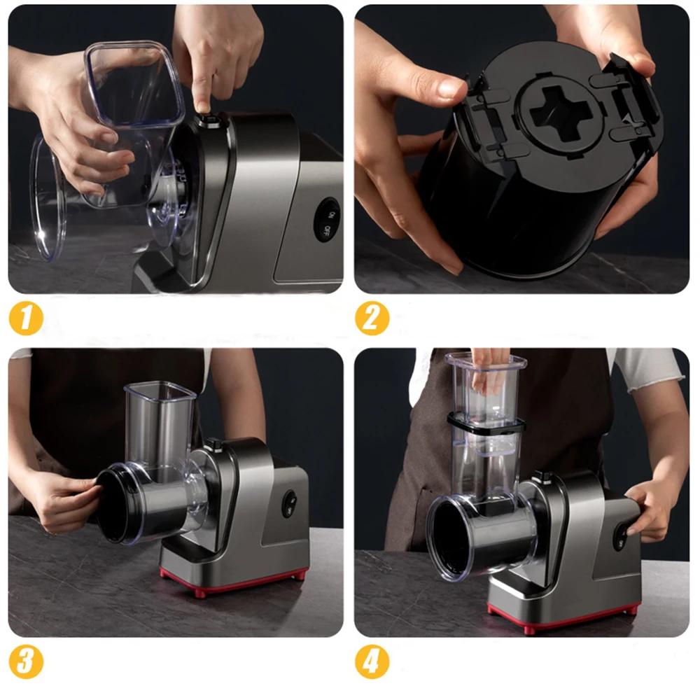 250W 5 in 1 Electric Vegetable Slicer Shredder Automatic Salad Shooter Machine Cheese Grater Carrot Cabbage Cutter JT253