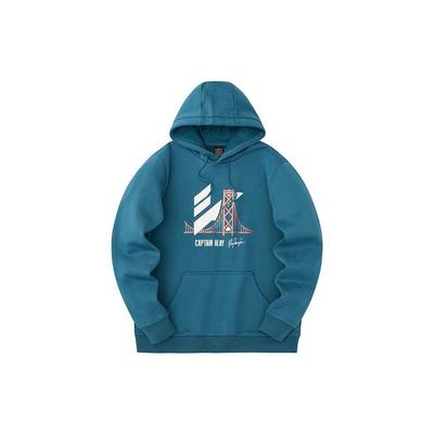 Anta Sudadera con capucha de forro polar con letras estampadas para hombre Sudaderas Azul marino 152341738N-2