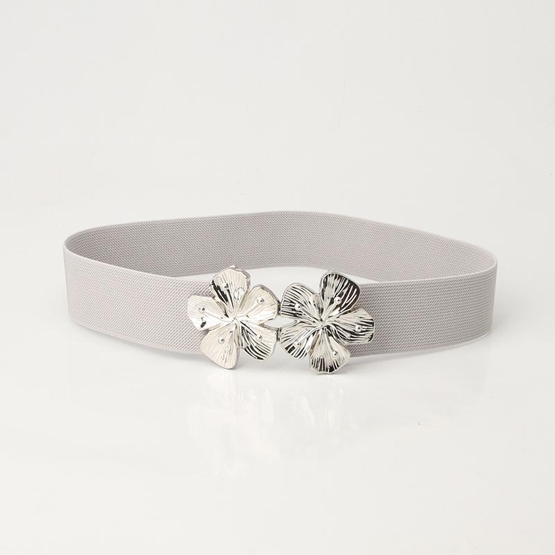 New European and American Elastic Elastic Women's Belt, Fashionable and Versatile Flower Buckle Decorative Belt with Coat Waist Seal