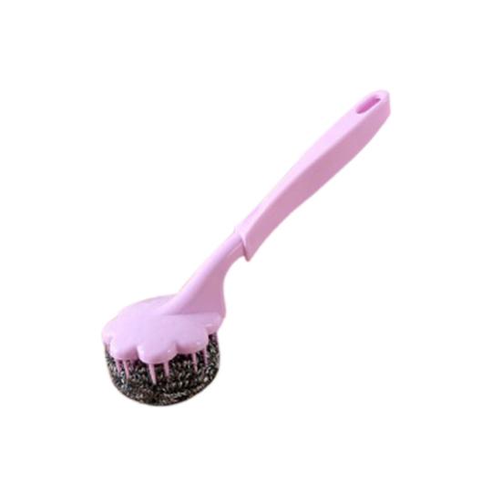 Long Handle Home Kitchen Steel Wire Ball Pot Dish Cleaning Brush Washing Tool