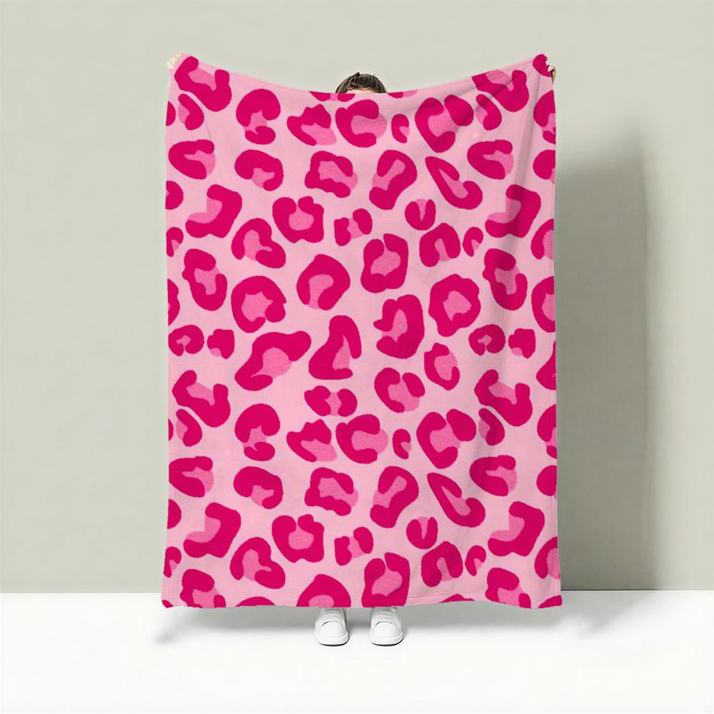 Print L-Leopard Print Throw Lightweight 240g Flannel Blanket Soft Skin-friendly for Summer Cooling 75X95CM
