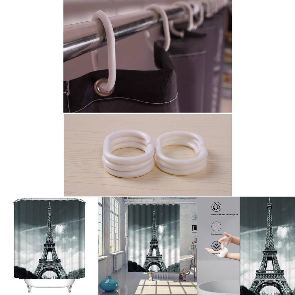 Eiffel Tower Themed Polyester Shower Curtain With Urban Night Scene For Home Improvement