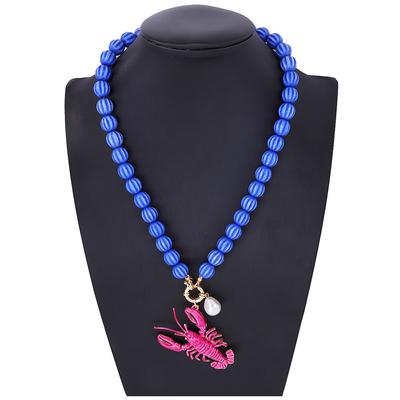 Animals Lobster Pendant Necklace for Women Summer Beach Party Jewelry Gifts