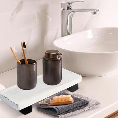Wooden Display Pedestal Stand Bathroom Organizer Portable Decor Practical Fashion Countertop Tray