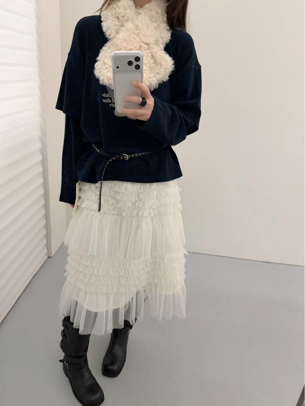 Spring 2026 Essential Korean Style Midi Skirt with Heavy Embroidery, Mesh Layers, and Lace-Up Hem. One Size абрикосовый