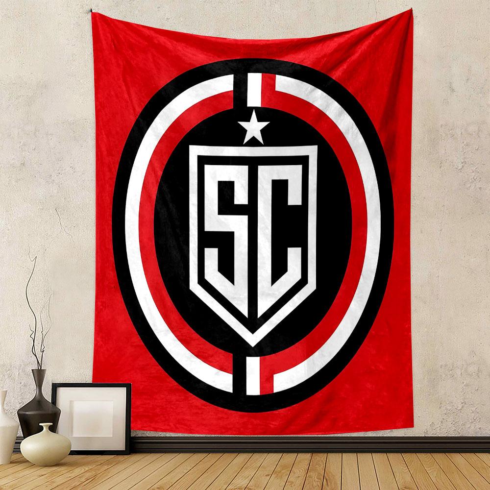Red and Black Shield with SC Logo Patterned Tapestry Decorative Wall Hanging, Home Bedroom Living Room Decor
