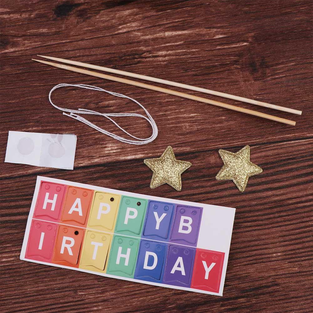 Handmade Cake Banner Colorful Happy Birthday Cake Decor Cake Pull Flower Cake Topper  Kids Gift