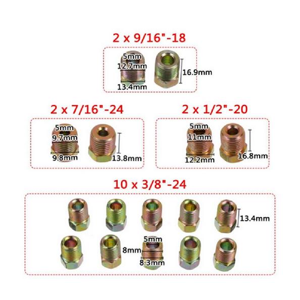 1x Zinc Steel Car Brake Line Tubing Coil Kit 16Pcs Fittings Universal 3/16" 25Ft