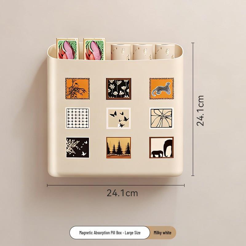 Magnetic Wall-Mount Refrigerator Storage Rack with No-Punch Two-Way Side Hanger for Fresh-Keeping Film