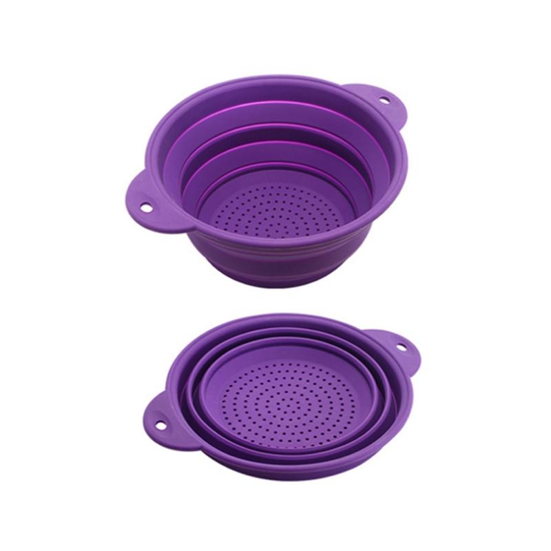 Folding Silicone Drain Basket Fruit Vegetable Washing Basket Foldable Strainer Colander Collapsible Drainer Kitchen