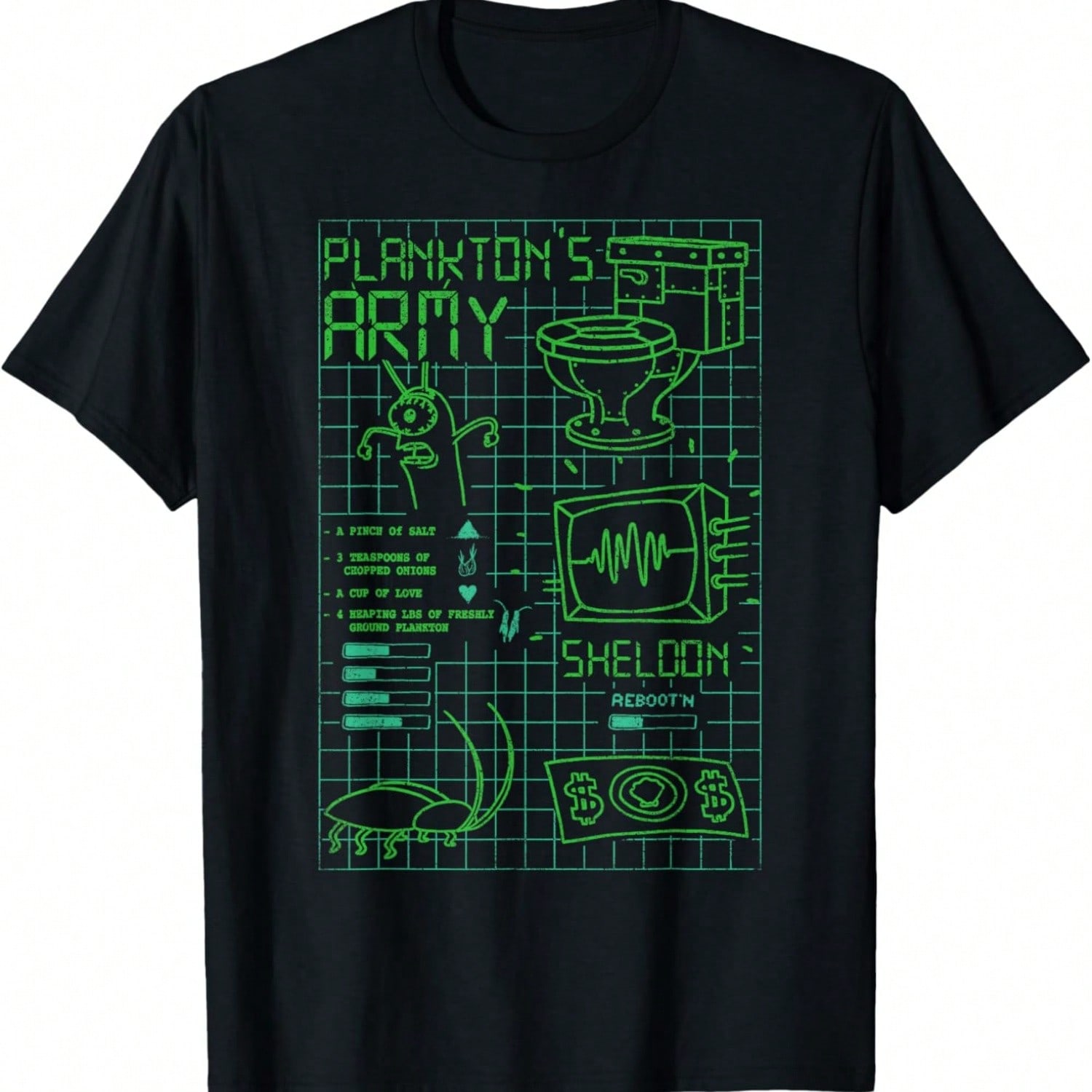 Plankton s Army Karen Data Grid Logo T-Shirt S разноцветный