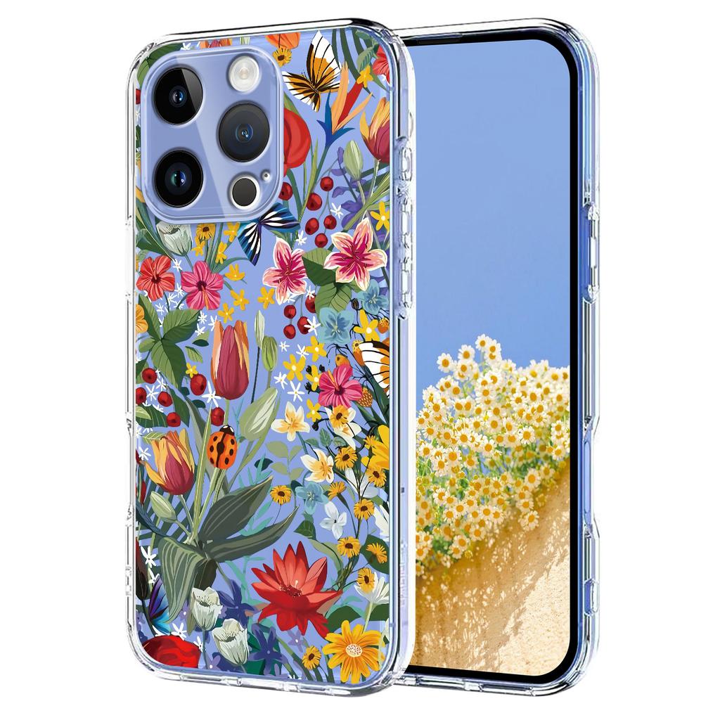 For iPhone 15 Pro Max Case Butterfly Floral Pattern Printing TPU Phone Back Cover