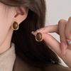 Vintage Coffee Enamel Earrings for Women Simple Exquisite Square Geometric Pattern New Style Jewelry Birthday Party Gifts