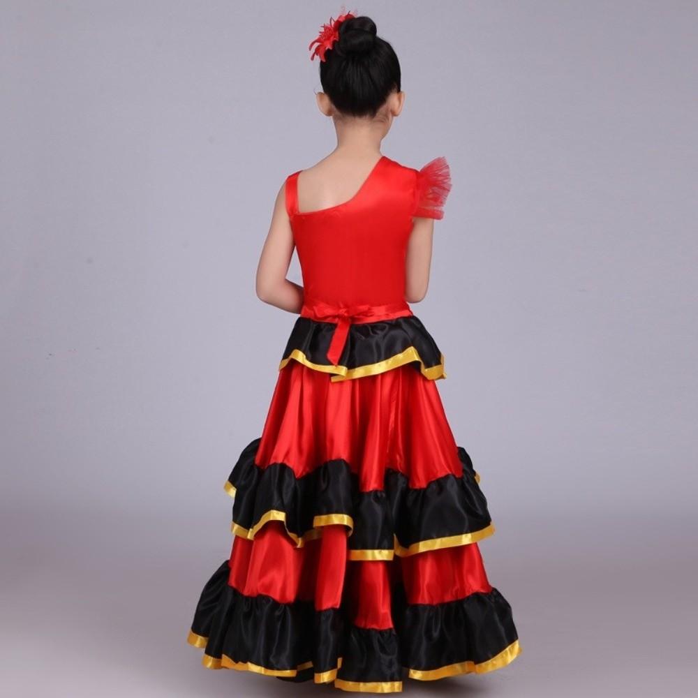 Weiches Performance-Kleid Satin Langes Kleid Hohe Qualität Tanzkleid Stierkampf-Performance