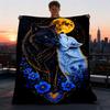 1pc Wolf Flowers Heart Throw Blanket Polyester Fiber, Lightweight Flannel, Soft & Warm, All Season Use for Outdoor, Camping Digital Print
