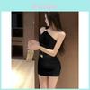 Vestido de Verano de Poliéster Bodycon de Hombros Descubiertos con Diseño de Pliegues para Mujer
