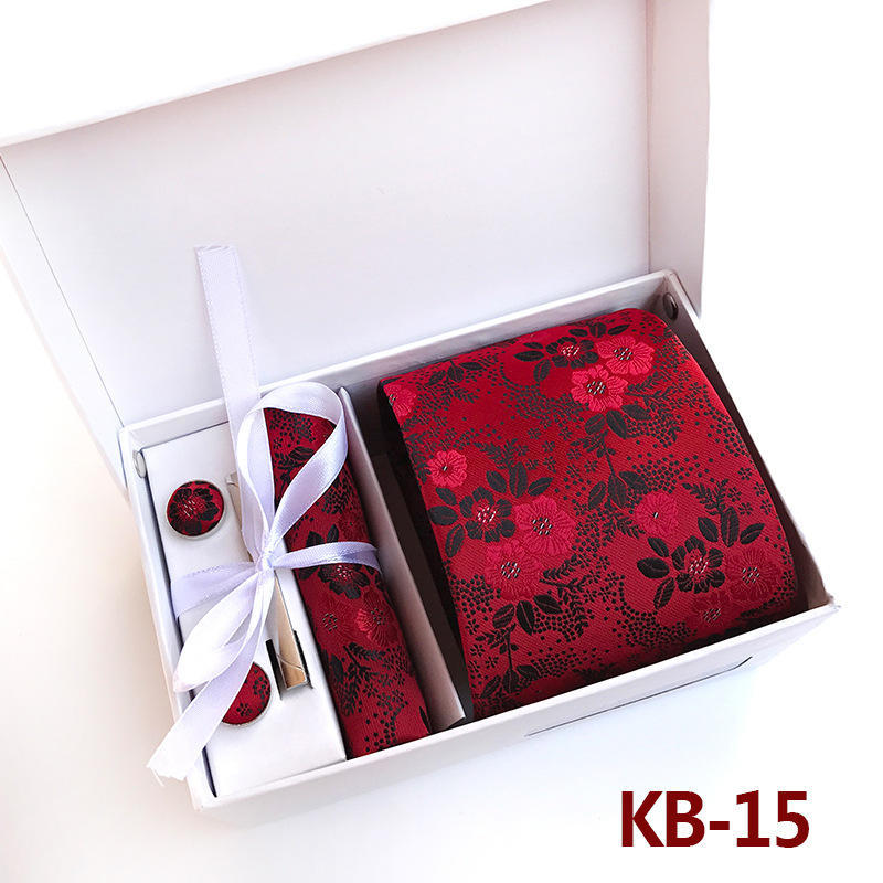 Men'S Tie Gift Box 6-Piece Set Big Flower Wedding Tie Set