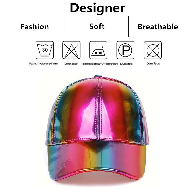 Fashion Baseball Hat For Rainbow Color Changing Hip Hop Cap Adult Outdoor Casual Sun Unisex Snapback Pu Waterproof Hat