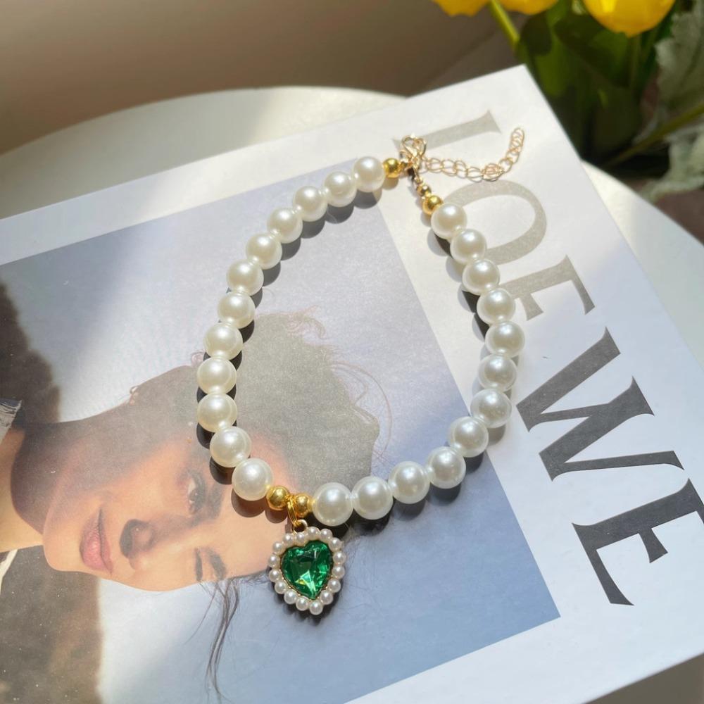 Pet Supplies Dog Princess Necklace Imitation Pearls Cat Necklace New Love Pendant