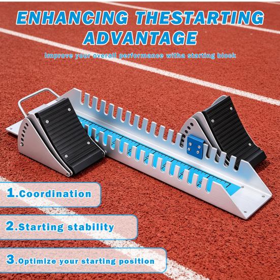 Sports Starting Blocks Blocks, 6 Angle Adjustable Track Field Aluminum Alloy Athletics Training Aid Portable Device for Sprinting Plastic Runway