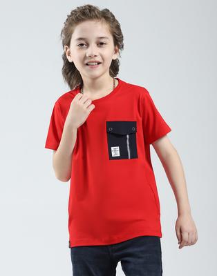 Boys Solid Regular Fit Round Neck Half Sleeve T-Shirt