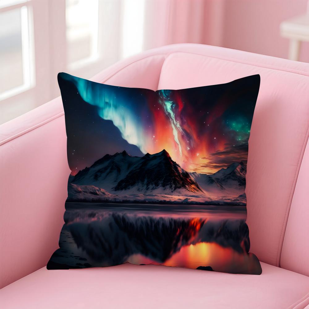 Dreamy And Beautiful Arctic Aurora Cushion Cover Pillow Case Soft Skin Friendly Fabric  Concealed Zipper